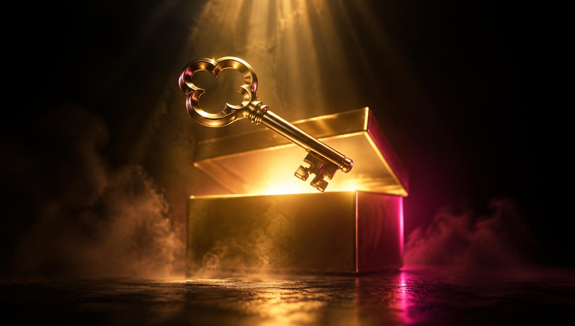 Concept artwork of a gold key above the Yellow Box